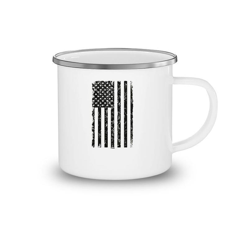 Distressed Black Usa Flag Camping Mug