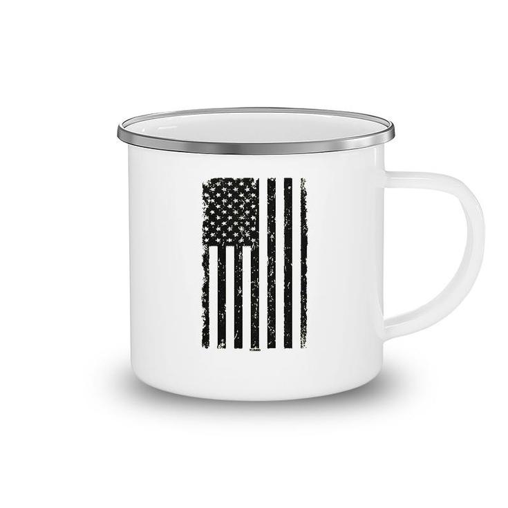 Distressed Black Usa Flag Camping Mug