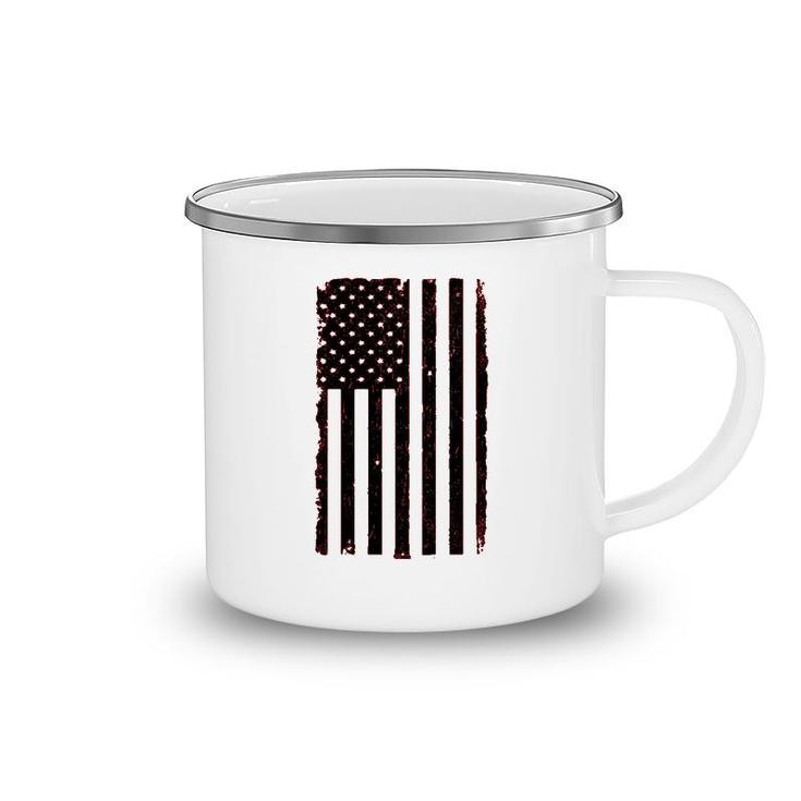 Distressed Black Usa Flag  United States Camping Mug