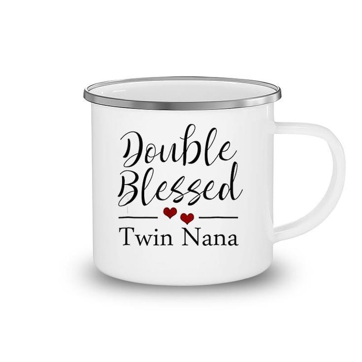 Double Blessed Twin Nana Red Hearts Camping Mug