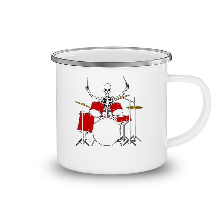 Drummer Skeletton Drummer Musician Drumsticks Camping Mug