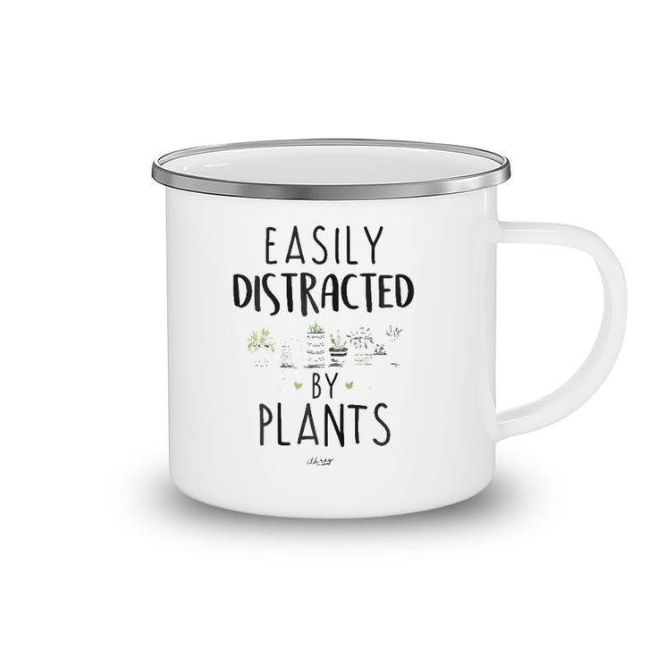 Easily Distracted By Plants  Funny Cute Plants  Camping Mug