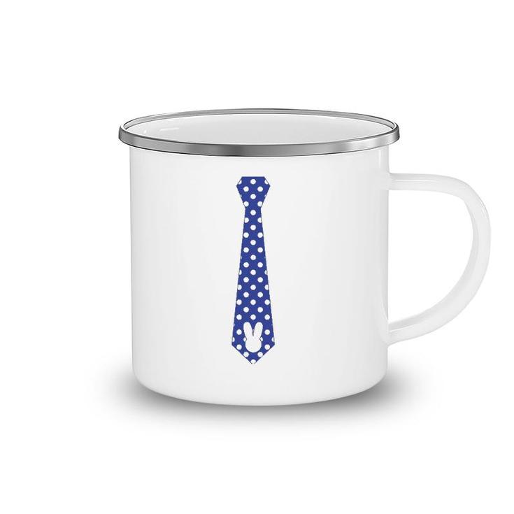 Easter Bunny Rabbit Boys Tie  Blue With White Dots Camping Mug