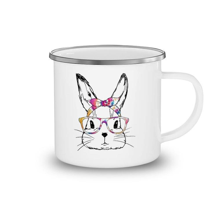 Easter Day 2022 Dy Cute Bunny Face Tie Dye Glasses Women Boy Camping Mug
