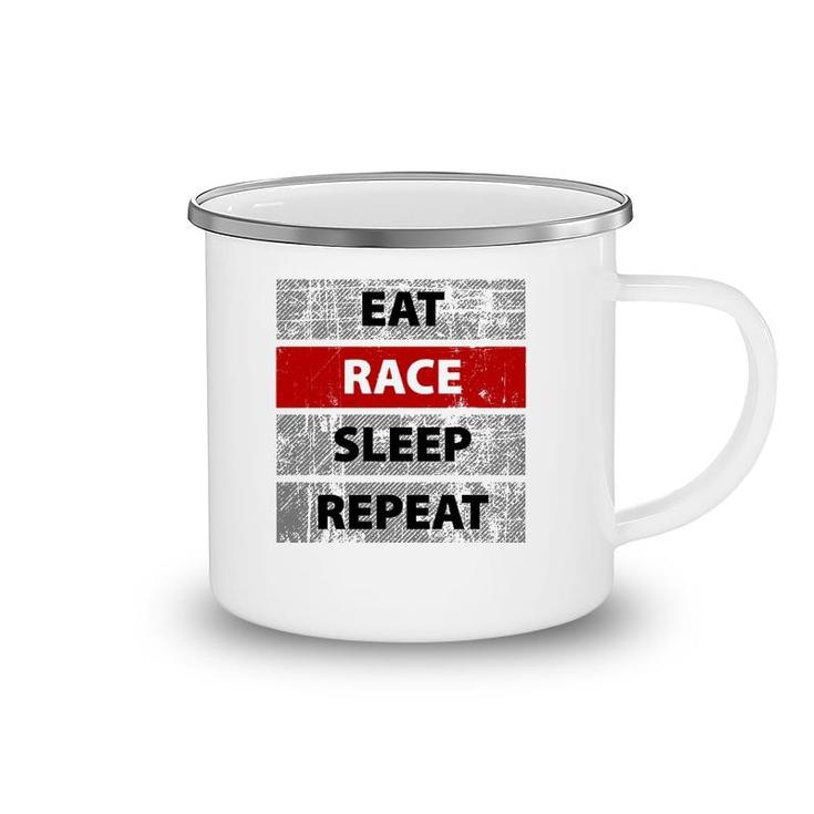 Eat Race Sleep Repeat Vintage Retro Distressed Racing  Camping Mug