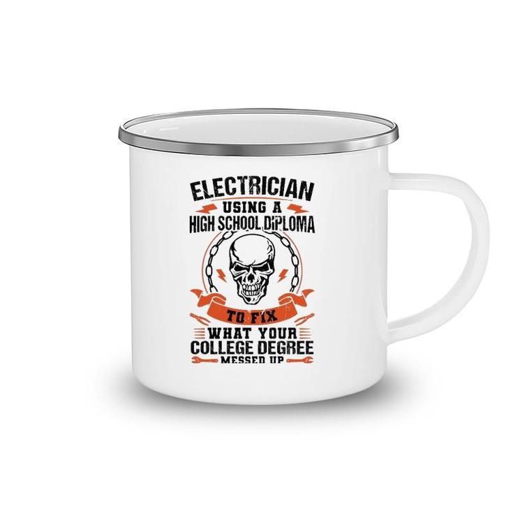 Electrician Using A High School Diploma Electric  Camping Mug
