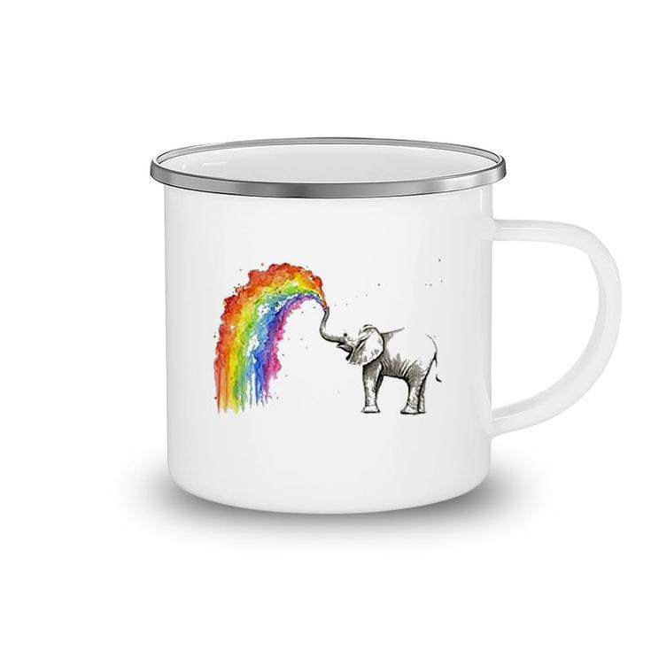 Elephant And Rainbow Camping Mug