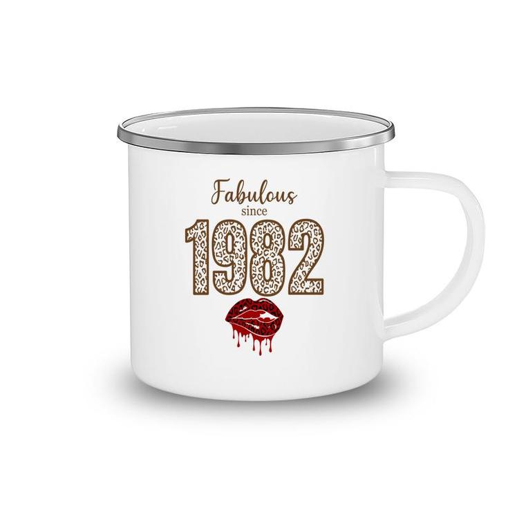 Fabulous Since 1982 Red Lips 40Th Birthday Camping Mug