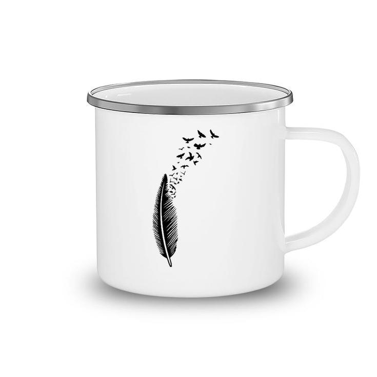 Feather With Swarm Of Birds Symbol Of Freedom Animal Camping Mug