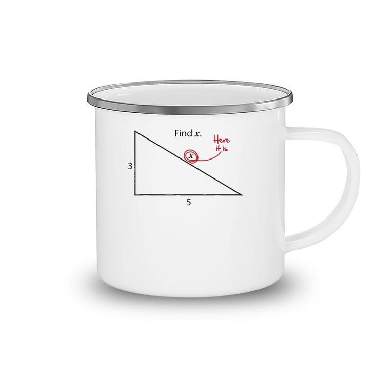 Find X Triangle Math Problem Funny Geometry Camping Mug