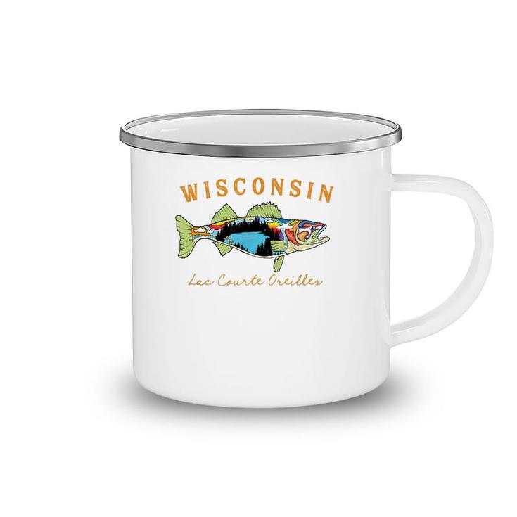 Fisherman Wisconsin Lac Courte Oreilles Lake Walleye Fishing Camping Mug