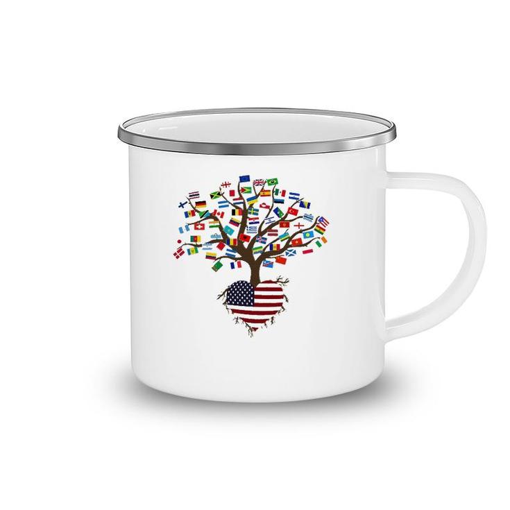 Flags Of The Countries Of The World And American Flag Camping Mug