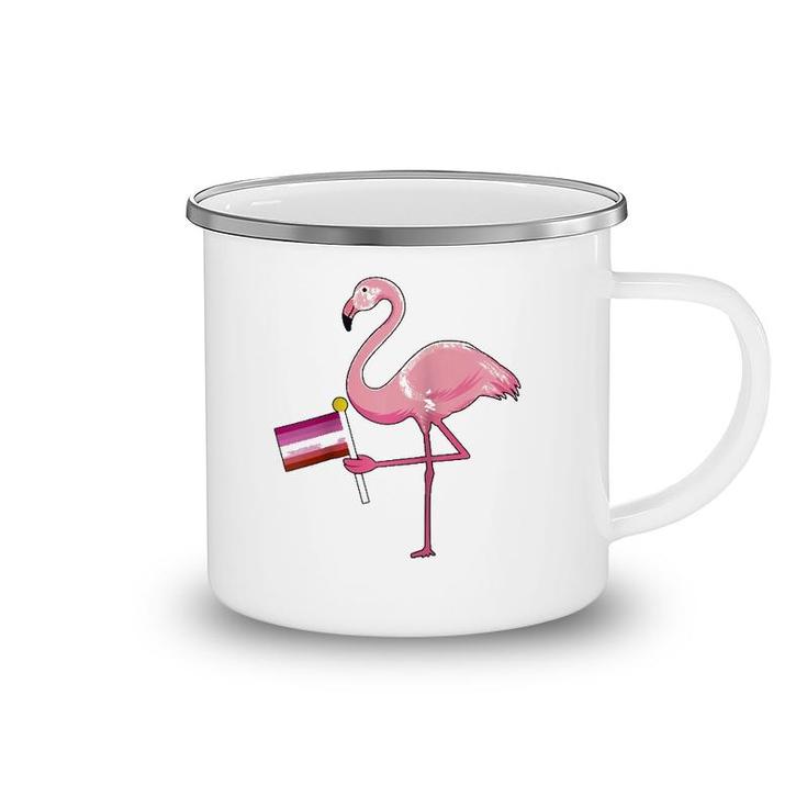 Flamingo Lesbian Flag Cute Lgbt Rainbow Gay Pride Gift Raglan Baseball Tee Camping Mug