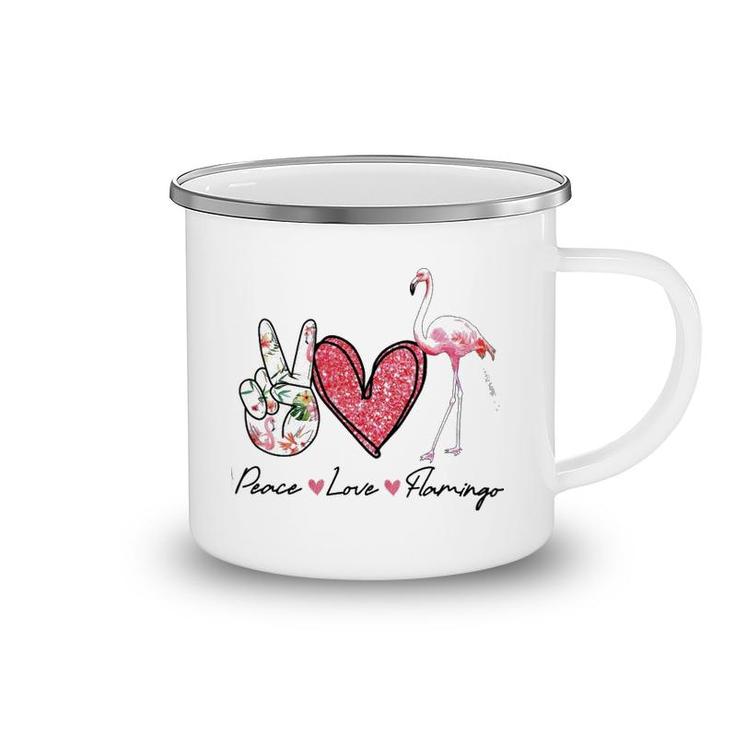 Flamingo Peace Love Camping Mug
