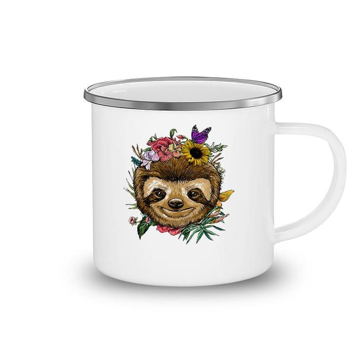 Floral Sloth Spring Nature Lovers Camping Mug
