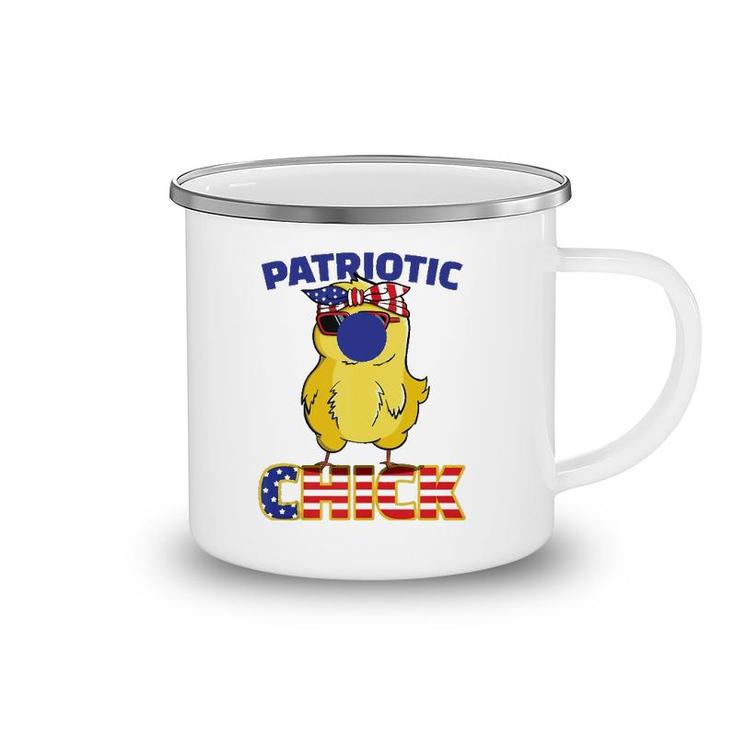Fourth Of July 4Th Cute Patriotic Chick American Flag Gift  Camping Mug