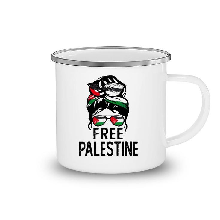 Free Palestine Free Gaza Messy Bun Mother's Day Gift Camping Mug