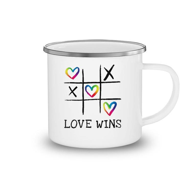 Fun Lgbtq Love Wins In Gay Pride Rainbow Colors - Gay Ally V-Neck Camping Mug