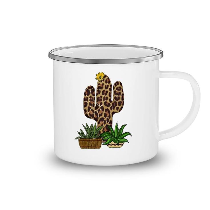 Funny Cactus  Leopard Print Succulent Plant Lover Gift Camping Mug