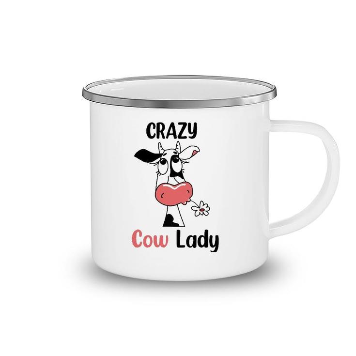 Funny Crazy Cow Lady Gift For Cow Lovers And Farm Lovers Camping Mug