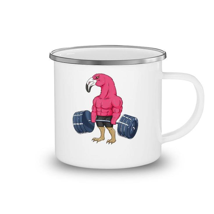 Funny Flamingo Weightlifting Bodybuilder Muscle Fitness  Camping Mug