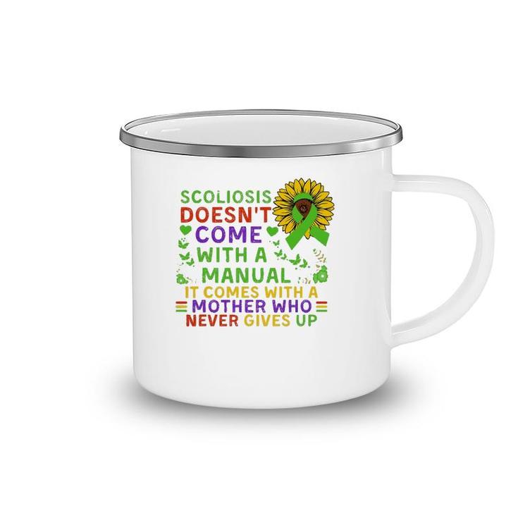 Funny Scoliosis Mother Quote Sunflower With Butterflies Camping Mug