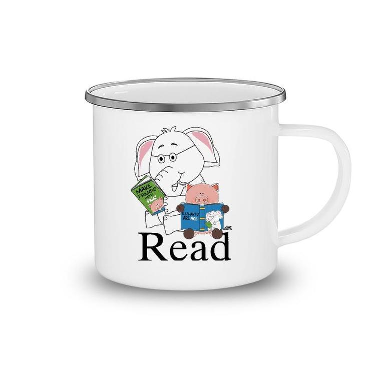 Funny Teacher Library Read Book Club Piggie Elephant Pigeons Camping Mug