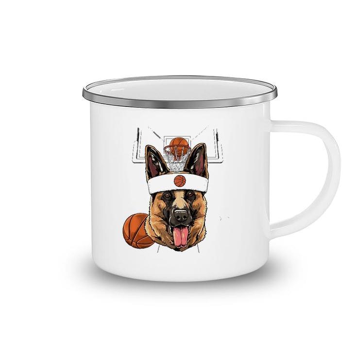German Shepherd Basketball Dog Lovers Basketball Player Camping Mug