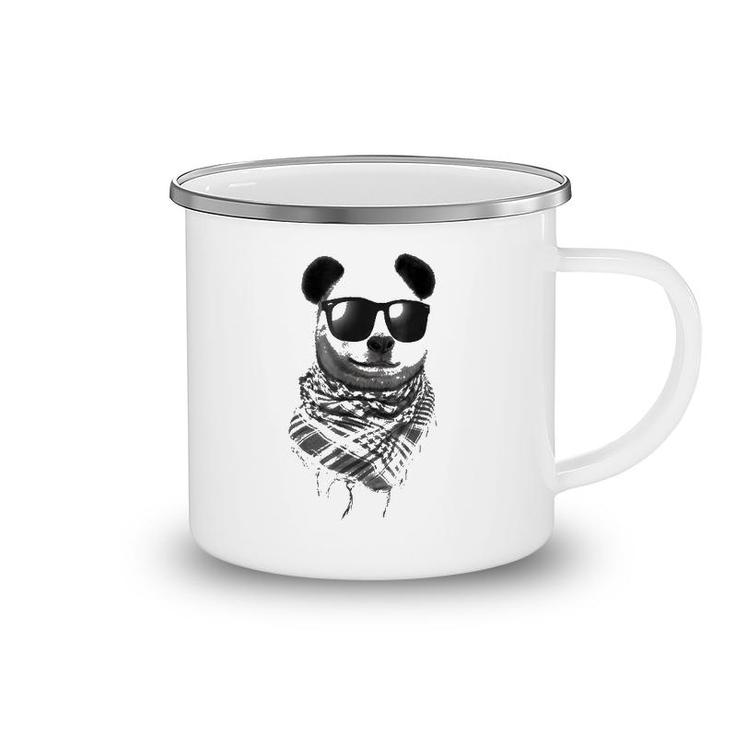 Giant Panda Wear Fishnet Pattern Keffiyeh Sunglass Camping Mug
