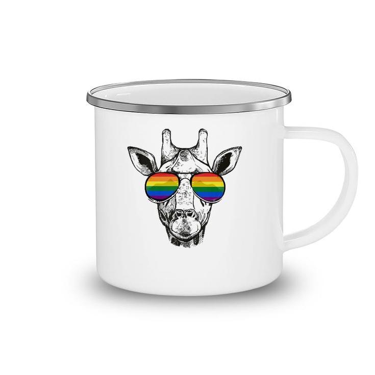Giraffe Gay Pride Flag Sunglasses Lgbtq Gift  Camping Mug