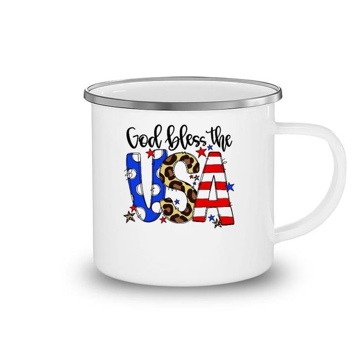 God Bless The Usa 4Th Of July Leopard Camping Mug