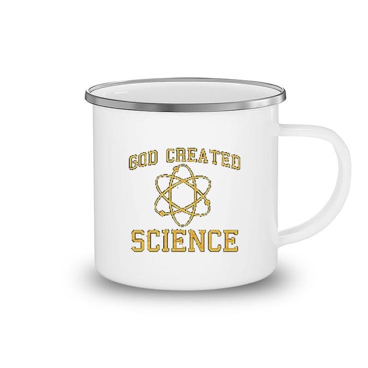 God Created Science Funny Atom Science Camping Mug