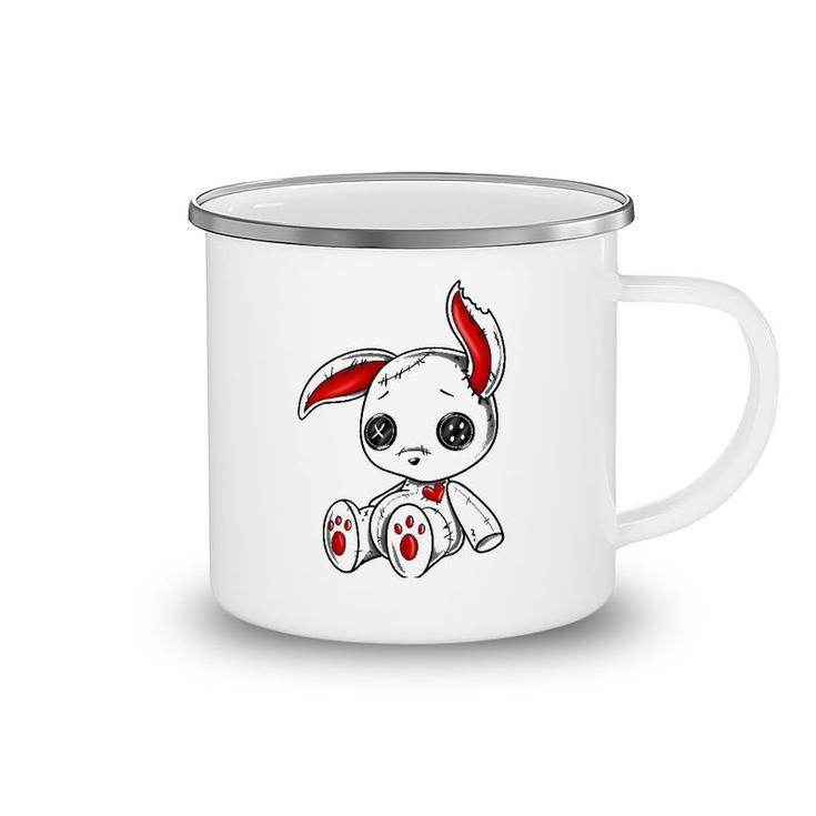 Goth Bunny Cute Gothic White Bunny Red Heart Camping Mug