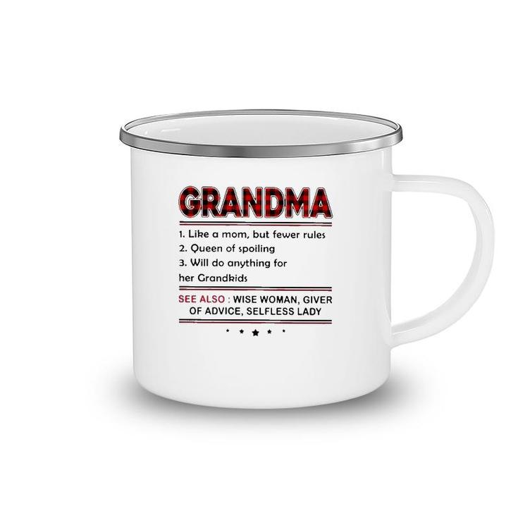 Grandma Definition Like A Mom But Fewer Rules Red Plaid Print Camping Mug