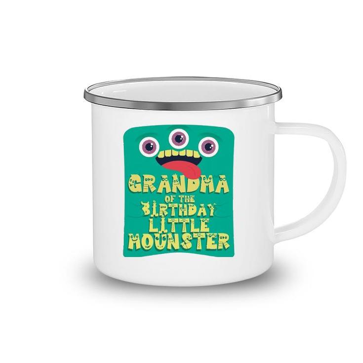 Grandma Of Birthday Boy Little Monster Matching Family Camping Mug