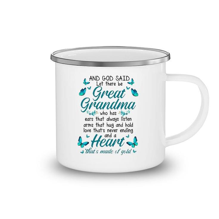 Grandmother Gift And God Said Let There Be Great Grandma Family Matching Butterflies Camping Mug