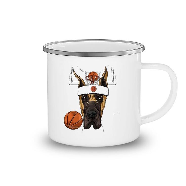 Great Dane Basketball Dog Lovers Basketball Player Camping Mug