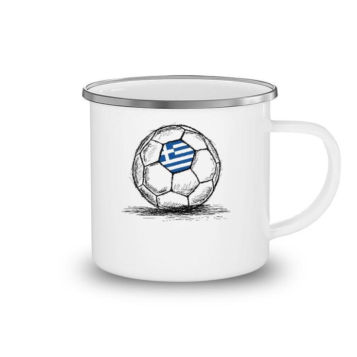 Greece Greek Flag Design On Soccer Ball Artsy Football Camping Mug
