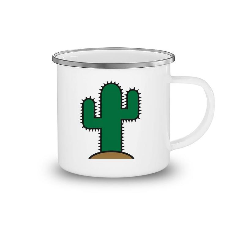 Green Cactus  Vintage Camping Mug