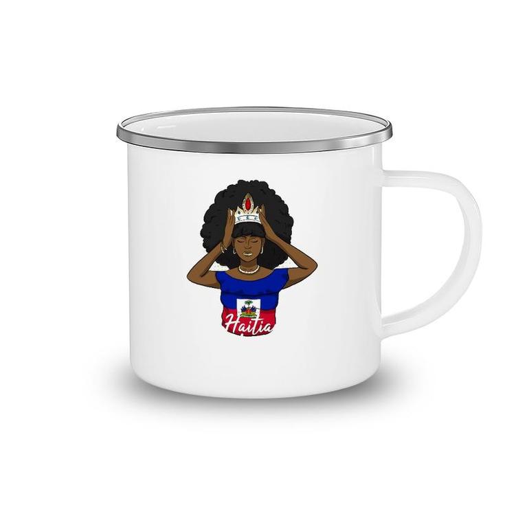 Haiti Haitian Love Flag Proud Woman Princess Crown Girl Camping Mug
