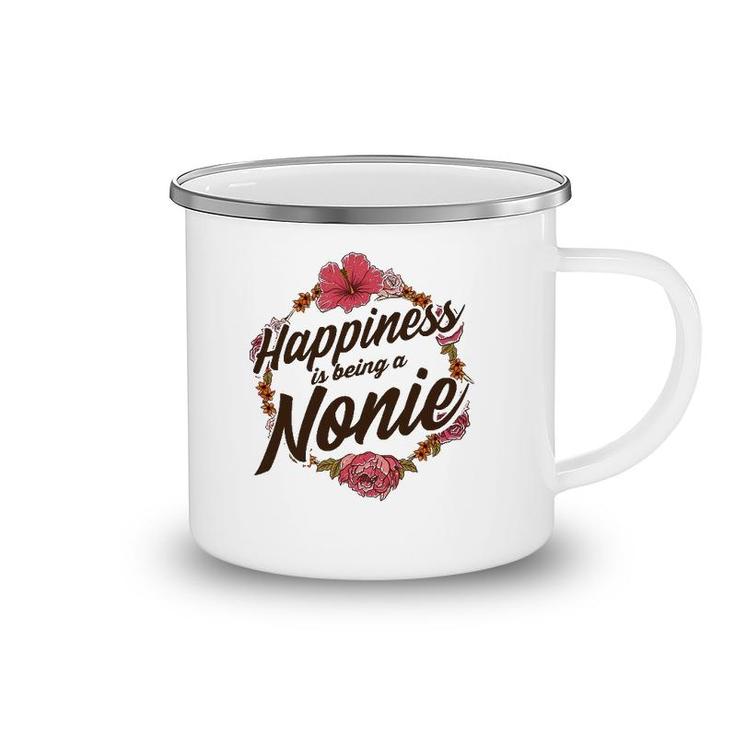 Happiness Is Being A Nonie Cute Floral Mother's Day Gift Camping Mug
