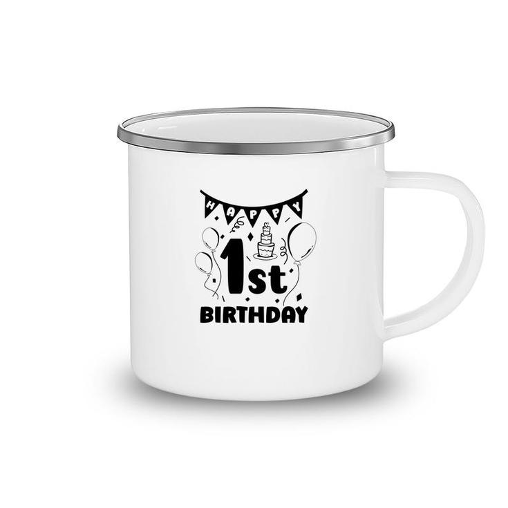 Happy 1St Birthday Black Version Happy Party Camping Mug