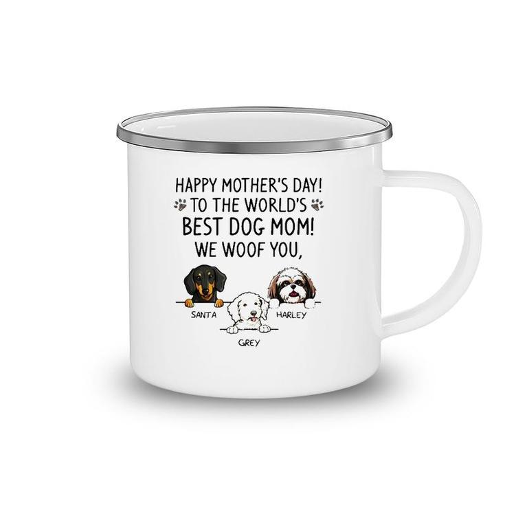 Happy Mother's Day To The World's Best Dog Mom We Woof You Santa Harley Grey Camping Mug
