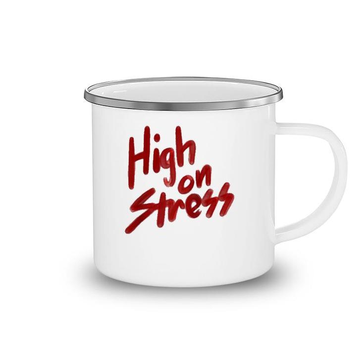 High On Stress Retro Red Spraypaint Graphic Raglan Baseball Tee Camping Mug