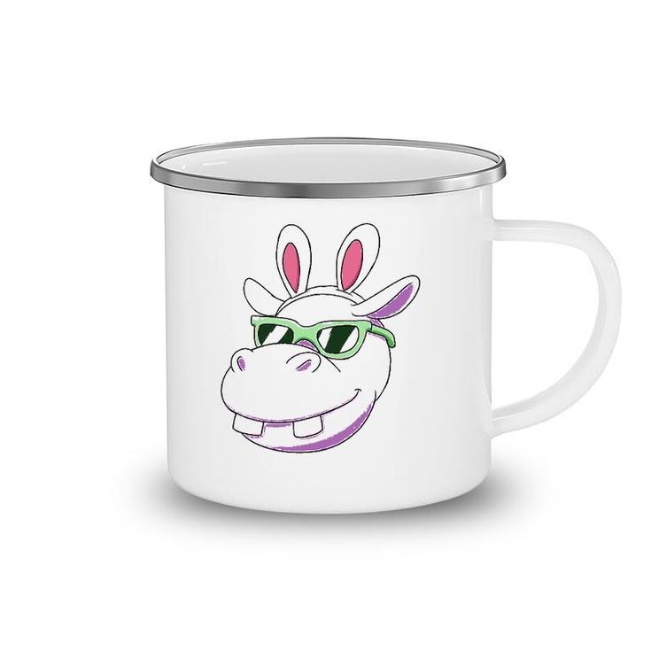 Hippo Easter Bunny Rabbit Ears Cute Tee Camping Mug
