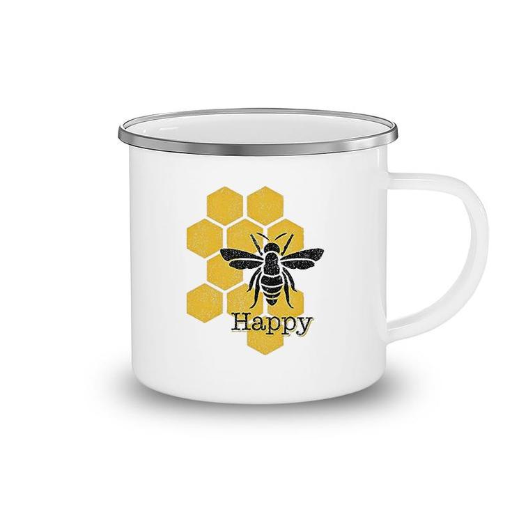 Honeycomb Bee Happy Camping Mug