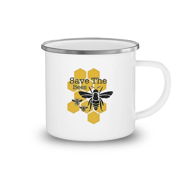 Honeycomb Save The Bees Camping Mug