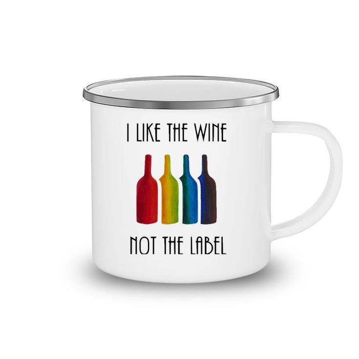 I Like The Wine, Not The Label Lgbt Flag Bottle Camping Mug