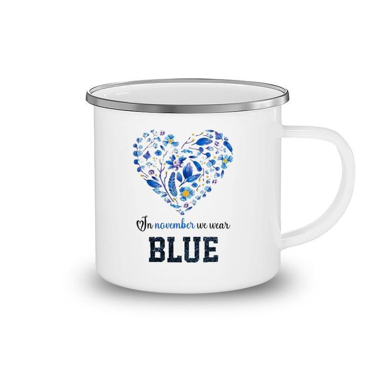 In November We Wear Blue Plant Heart Camping Mug