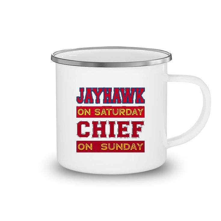 Jayhawk On Saturday Chief On Sunday Souvenir Camping Mug